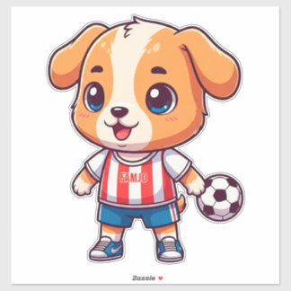 Cute Cartoon Puppy Soccer Player