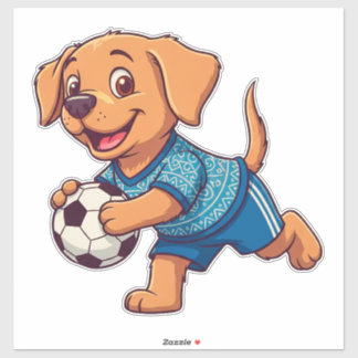 Cute Cartoon Puppy Soccer Player