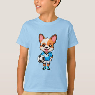 Cute Cartoon Puppy Soccer Player T-Shirt