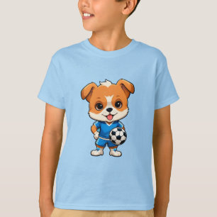 Cute Cartoon Puppy Soccer Player T-Shirt