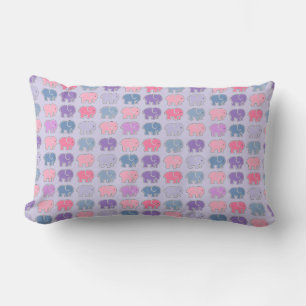 Cute Cartoon Purple Elephant Pattern Lumbar Pillow