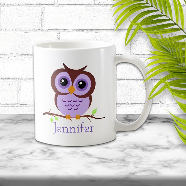 Cute Cartoon Purple Owl Coffee Mug (Creator Uploaded)