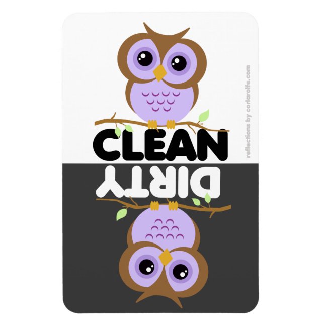 Cute Cartoon Purple Owl Magnet (Vertical)