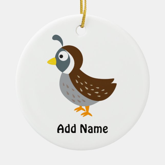 Cute Cartoon Quail Ceramic Ornament (Front)