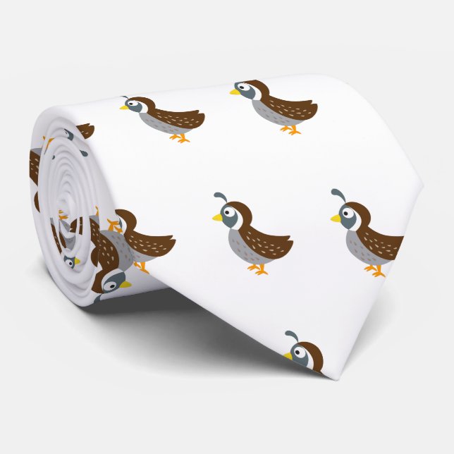 Cute Cartoon Quail Tie (Rolled)