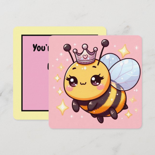 Cute Cartoon Queen Bee Invitation (Front/Back)