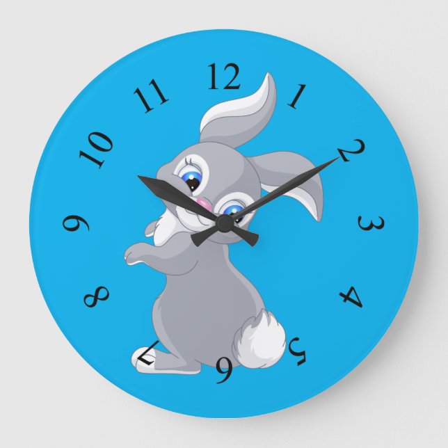 Cute Cartoon Rabbit Large Clock (Front)