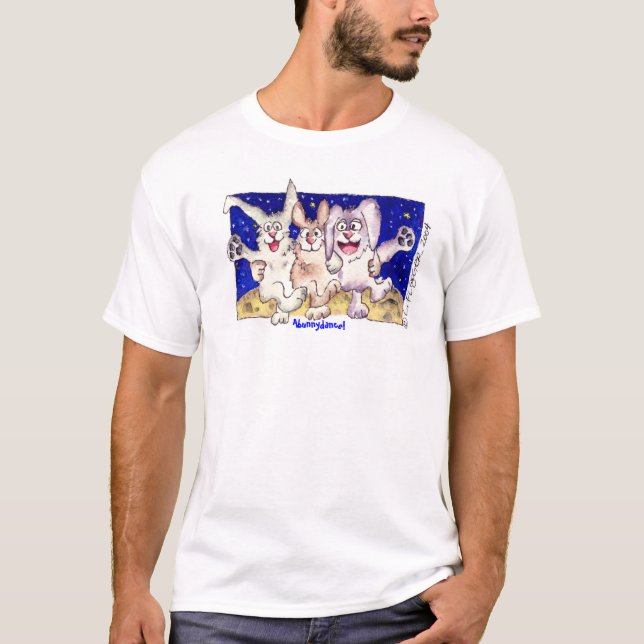 Cute Cartoon Rabbit Moon Bunnies Apparel T-Shirt (Front)