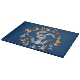 Cute Cartoon Rabbits Mandala Cutting Board