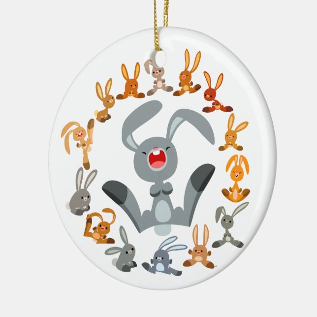 Cute Cartoon Rabbits Mandala Ornament (Left)