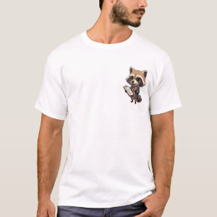 Cute Cartoon Raccoon Character in Business Suit T-Shirt