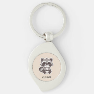 Cute Cartoon Raccoon Custom Keychain