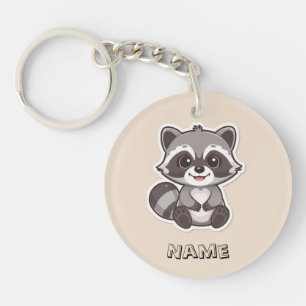 Cute Cartoon Raccoon Custom Keychain
