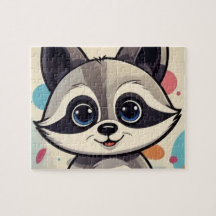 Cute Cartoon Raccoon Family Jigsaw Puzzle