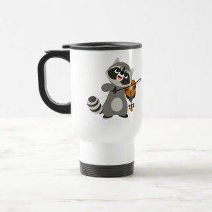 Cute Cartoon Raccoon Playing Violin Commuter Mug