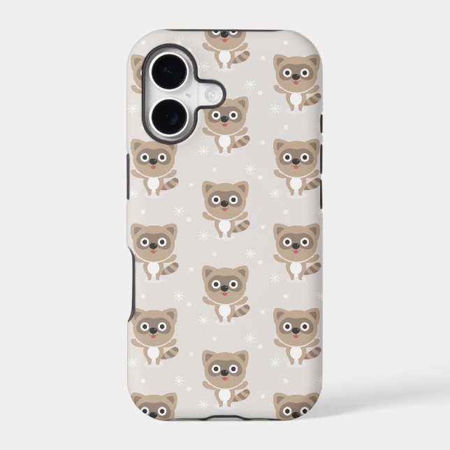 Cute Cartoon raccoons Winter Pattern (Back)