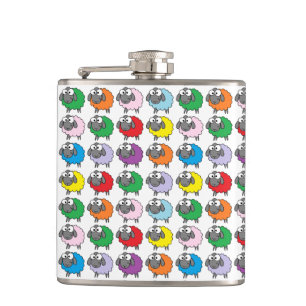 Cute Cartoon Rainbow Sheep Hip Flask