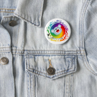 Cute Cartoon Rainbow White Lion 2 Inch Round Button