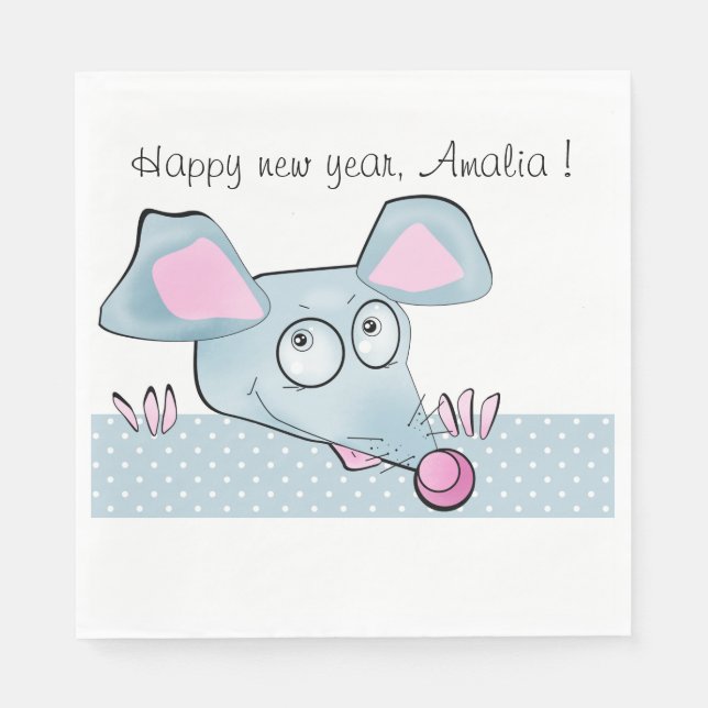 Cute cartoon rat mouse New Year 2020 symbol kids c Napkin (Front)
