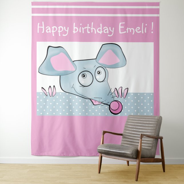 Cute cartoon rat mouse New Year 2020 symbol kids c Tapestry (In Situ)