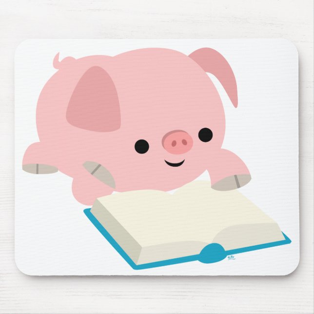 Cute Cartoon Reading Piglet  Mousepad (Front)