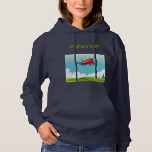 Cute Cartoon Red Airplane Travel Custom Name Hoodie