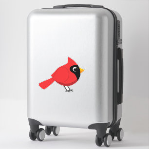 Cute Cartoon Red Cardinal with Flowers