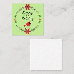 Cute Cartoon Red Cardinal with Flowers Card