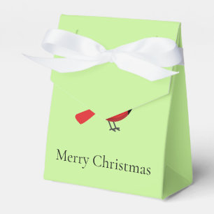 Cute Cartoon Red Cardinal with Flowers Favor Box
