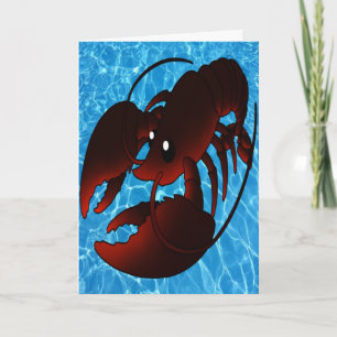 Cute Cartoon Red Lobster Card