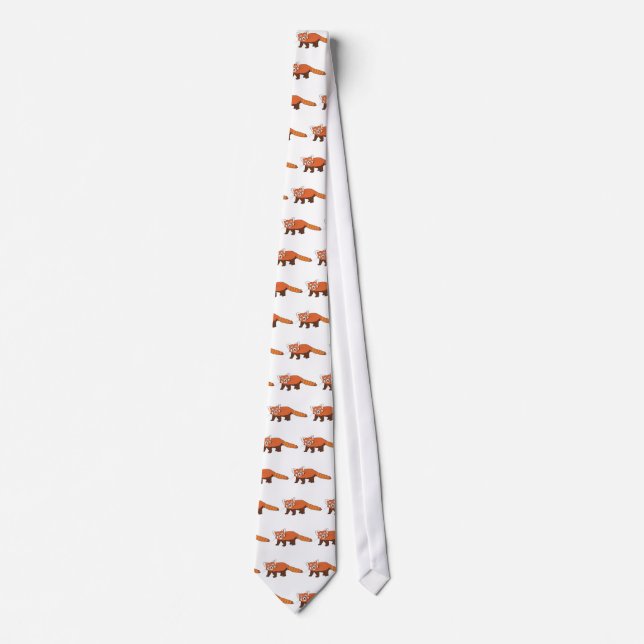 Cute Cartoon Red Panda Sticking Out Tongue Tie (Front)