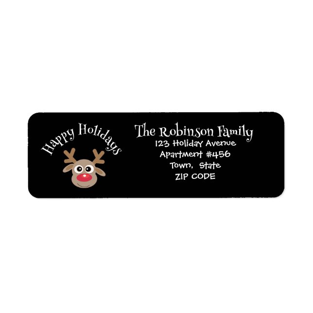 Cute Cartoon Reindeer Black Fun Christmas (Front)
