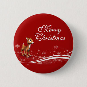 Cute Cartoon Reindeer Christmas 2 Inch Round Button