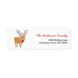 Cute Cartoon Reindeer Christmas Address Label