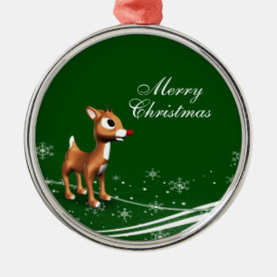 Cute Cartoon Reindeer Metal Ornament