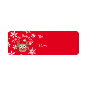 Cute Cartoon Reindeer Snowflake Red Christmas Gift