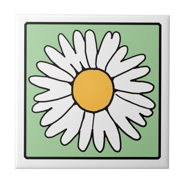 Cute Cartoon Retro Daisy Spring Garden Flower Tile (Front)