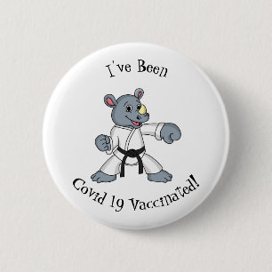Cute cartoon rhino kung fu cartoon 2 inch round button