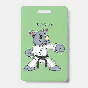 Cute cartoon rhino kung fu cartoon badge