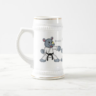 Cute cartoon rhino kung fu cartoon beer stein