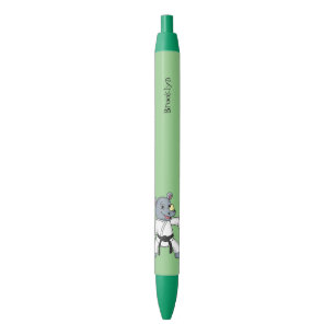 Cute cartoon rhino kung fu cartoon black ink pen