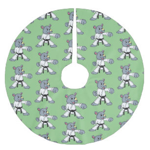 Cute cartoon rhino kung fu cartoon brushed polyester tree skirt
