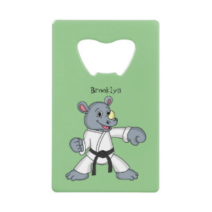 Cute cartoon rhino kung fu cartoon credit card bottle opener