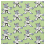 Cute cartoon rhino kung fu cartoon fabric