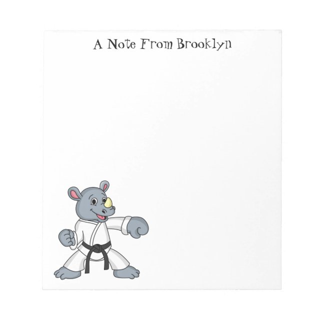 Cute cartoon rhino kung fu cartoon notepad (Front)