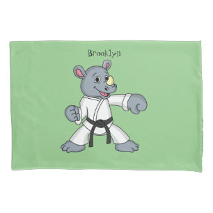 Cute cartoon rhino kung fu cartoon pillowcase