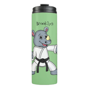Cute cartoon rhino kung fu cartoon thermal tumbler