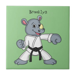 Cute cartoon rhino kung fu cartoon tile