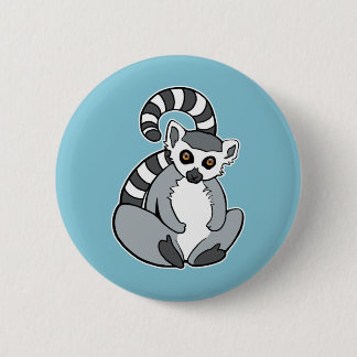 Cute Cartoon Ring-Tailed Lemur 2 Inch Round Button