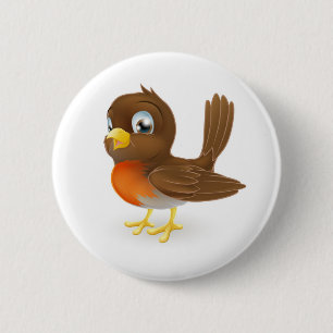 Cute cartoon Robin Illustration 2 Inch Round Button
